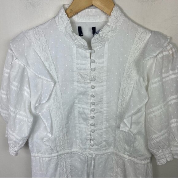 NWT Bardot Henriette White Mini Dress Lace CottonSize Medium or 8 Boho Romantic - Picture 7 of 16